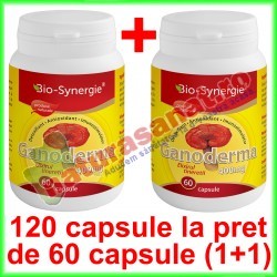 Ganoderma 400 mg Elixirul Tineretii PROMOTIE 120 capsule la pret de 60 capsule (1+1) - Bio Synergie - www.naturasanat.ro
