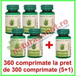 Aloe Vera 60 comprimate PROMOTIE 5+1 GRATIS - Dacia Plant - www.naturasanat.ro
