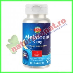 Melatonin 3 mg 30 tablete cu eliberare prelungita - KAL - Secom - www.naturasanat.ro