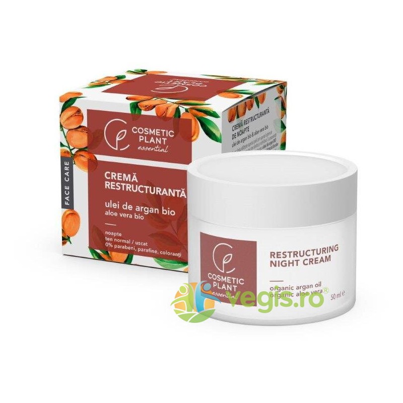 Crema Restructuranta de Noapte cu Ulei de Argan si Aloe Vera 50 ml - Cosmetic Plant - www.naturasanat.ro