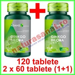 Ginkgo Biloba 240 mg PROMOTIE 120 tablete (2x60 tablete) (1+1) - Adams Vision - www.naturasanat.ro