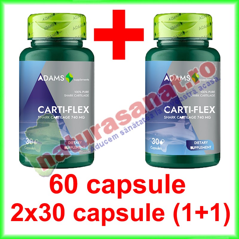 Carti-Flex - Cartilaj de rechin 740 mg PROMOTIE 60 capsule (2x30 capsule)(1+1) - Adams Vision - www.naturasanat.ro