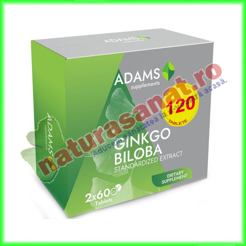 Ginkgo Biloba 240 mg PROMOTIE 120 tablete (2x60 tablete) (1+1) - Adams Vision - www.naturasanat.ro
