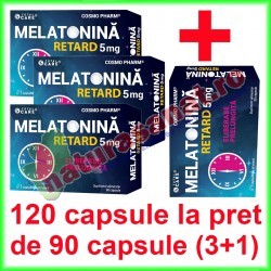 Melatonina Retard 5 mg PROMOTIE 120 capsule la pret de 90 capsule (3+1) - Cosmo Pharm - www.naturasanat.ro
