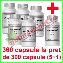 Valeriana Extract 500 mg PROMOTIE 360 capsule la pret de 300 capsule vegetale (5+1) - Cosmo Pharm - www.naturasanat.ro