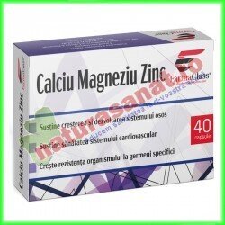 Calciu Magneziu Zinc 40 capsule - Farma Class - www.naturasanat.ro