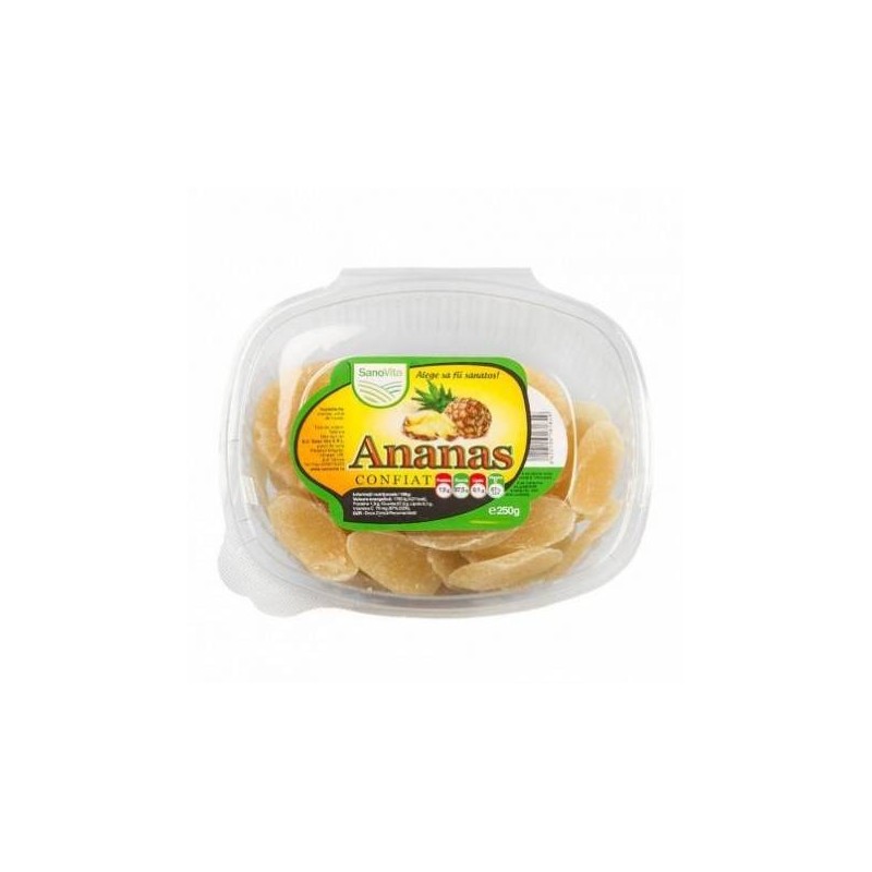 Ananas confiat 250g - SANOVITA - www.naturasanat.ro