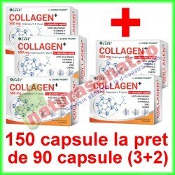 Collagen+ 500 mg PROMOTIE 150 capsule la pret de 90 capsule (3+2) - Cosmo Pharm - www.naturasanat.ro