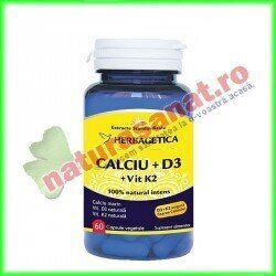 Calciu + D3 cu vit K2 60 capsule - Herbagetica - www.naturasanat.ro