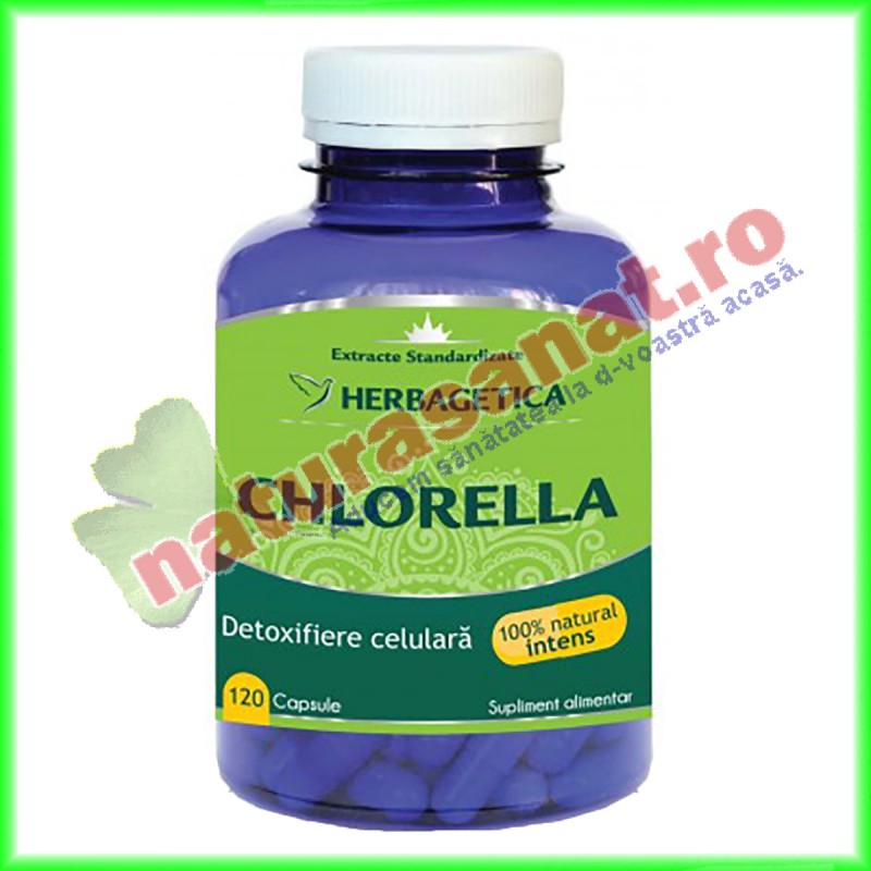 Chlorella 120 capsule - Herbagetica - www.naturasanat.ro