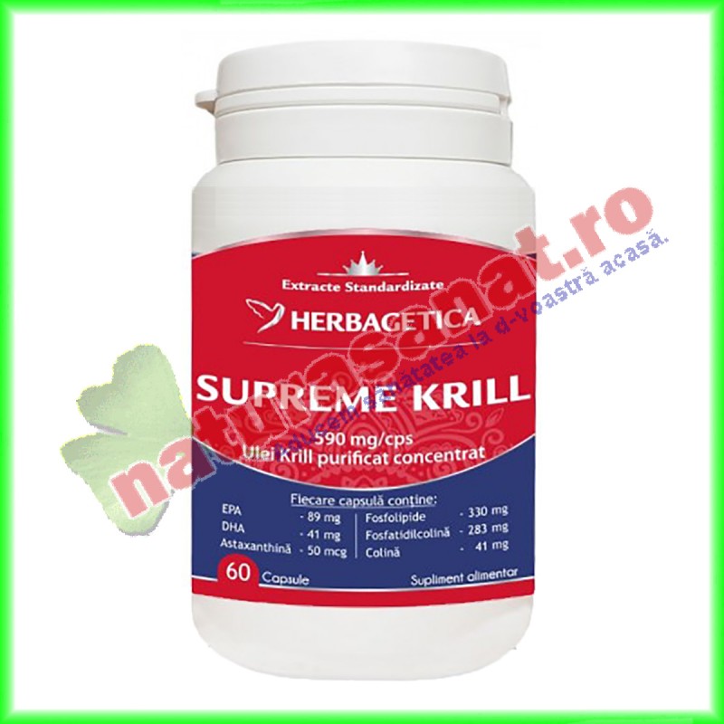 Supreme Krill Oil 60 capsule - Herbagetica - www.naturasanat.ro