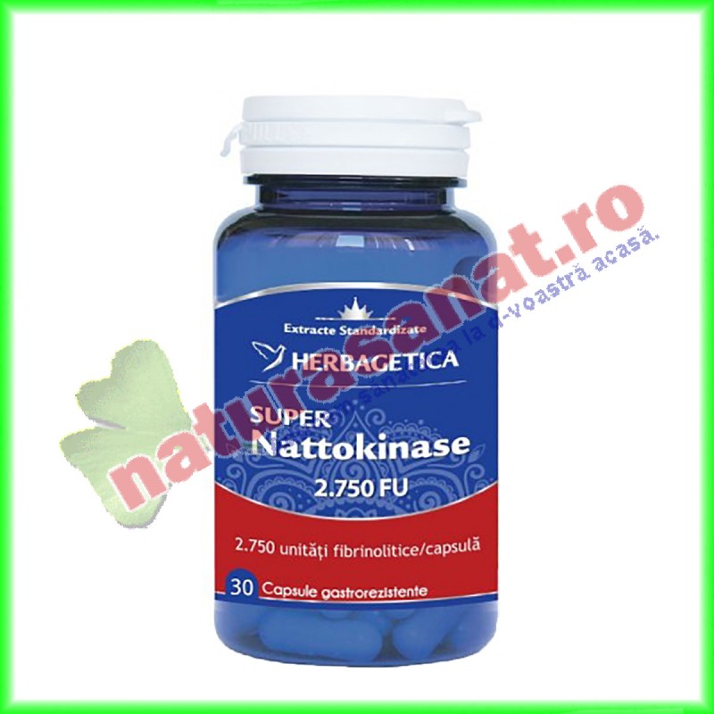 Super Nattokinase 2.750 FU 30 capsule - Herbagetica - www.naturasanat.ro