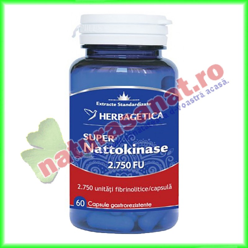 Super Nattokinase 2.750 FU 60 capsule - Herbagetica - www.naturasanat.ro