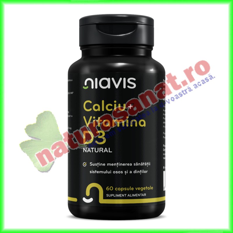 Calciu+Vitamina D3 Natural 60 capsule - Niavis - www.naturasanat.ro