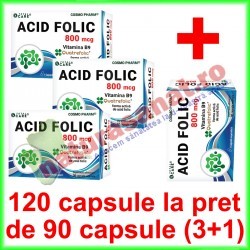 Acid Folic Quatrefolic PROMOTIE 120 capsule la pret de 90 capsule (3+1) - Cosmo Pharm - www.naturasanat.ro