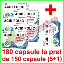 Acid Folic Quatrefolic PROMOTIE 180 capsule la pret de 150 capsule (5+1) - Cosmo Pharm - www.naturasanat.ro