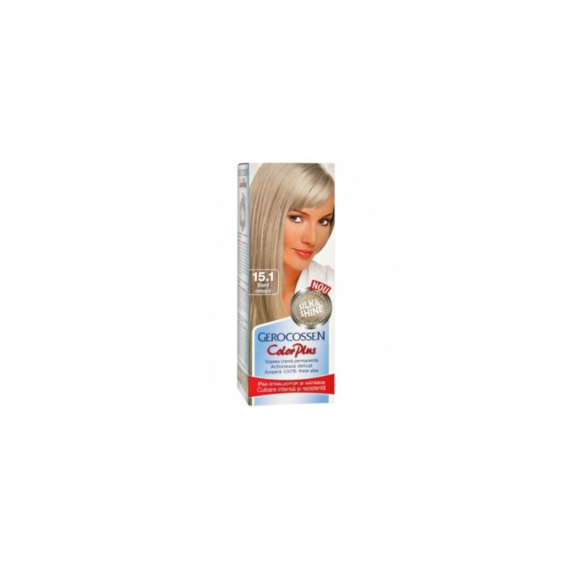 Vopsea de par, nuanta 15.1 blond cenusiu, Color Plus, 50g - Gerocossen - www.naturasanat.ro