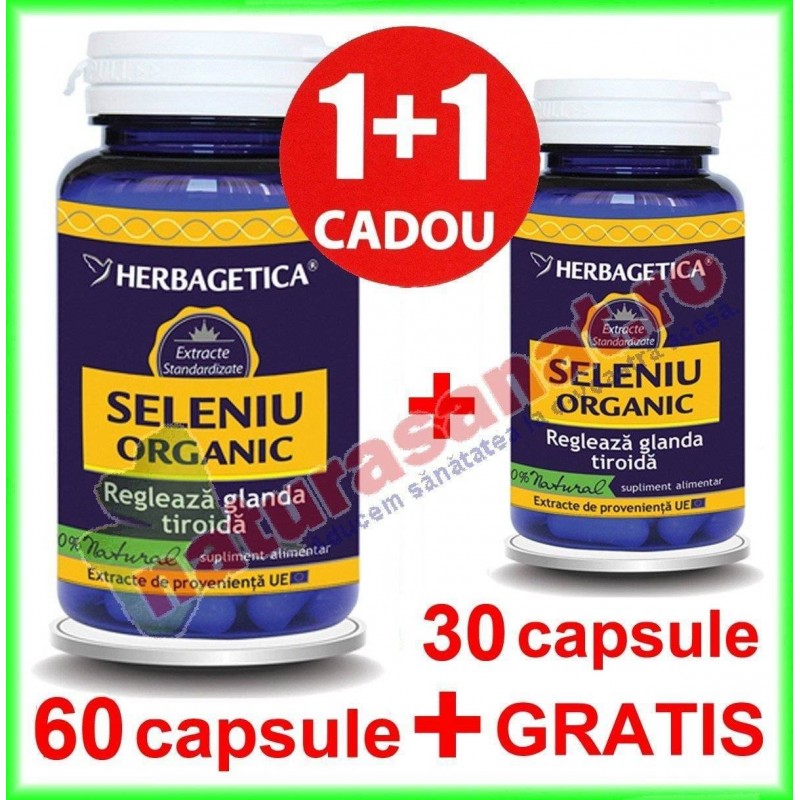 Seleniu organic PROMOTIE 90 capsule la pret de 60 capsule - Herbagetica - www.naturasanat.ro