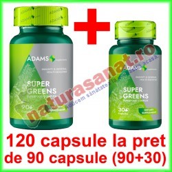 Supergreens PROMOTIE 120 capsule la pret de 90 capsule (90+30) - Adams Vision - www.naturasanat.ro