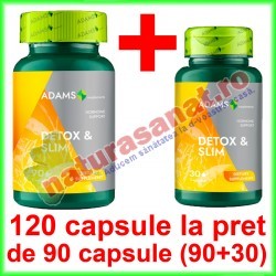 Detox & Slim PROMOTIE 120 capsule la pret de 90 capsule (90+30) - Adams Vision - www.naturasanat.ro