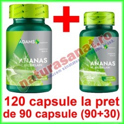 Ananas w. Bromelain PROMOTIE 120 capsule la pret de 90 capsule (90+30) - Adams Vision - www.naturasanat.ro