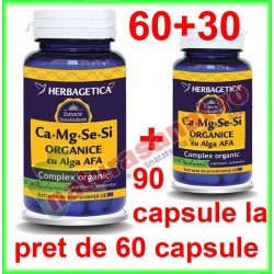 Ca Mg Se Si (Calciu Magneziu Seleniu Siliciu) Organice cu Alga AFA PROMOTIE 90 capsule la pret de 60 capsule - Herbagetica - www