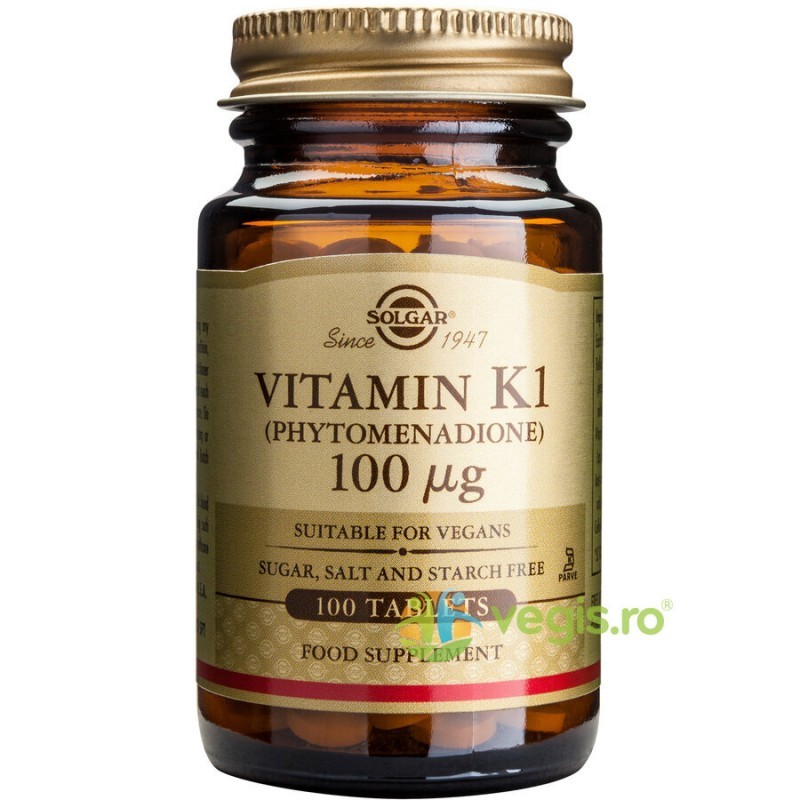 Vitamina K1 100mcg 100 tablete - Solgar - www.naturasanat.ro