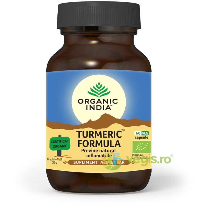 Turmeric Formula Ecologic/Bio 60 capsule vegetale - Organic India - www.naturasanat.ro