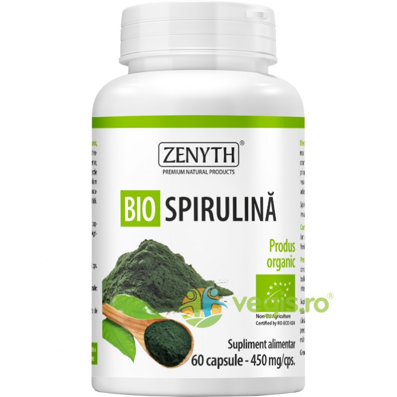 Spirulina 450 mg Ecologica/Bio 60 capsule - Zenyth Pharmaceuticals - www.naturasanat.ro