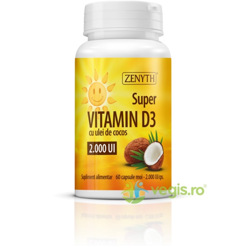 Super Vitamina D3 2000UI 60 capsule moi - Zenyth Pharmaceuticals - www.naturasanat.ro