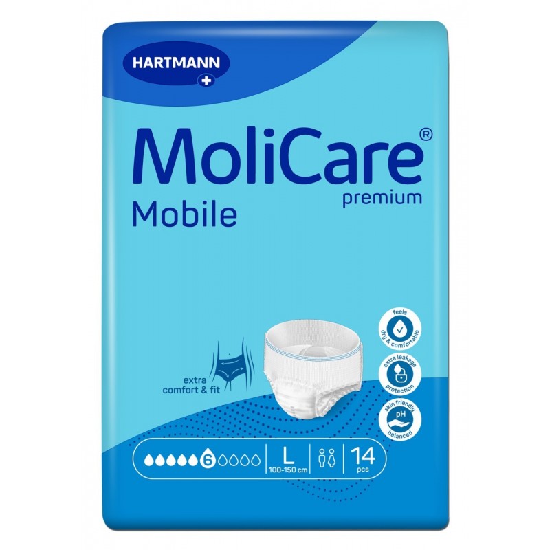 MoliCare Premium Mobile 6 picaturi - Chiloti adulti pentru incontinenta, marime L, 14 buc, Hartmann - www.naturasanat.ro