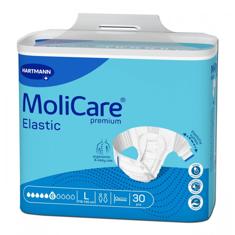 MoliCare Premium Elastic Scutece adulti 6 pic, marime L, 30 bucati, Hartmann - www.naturasanat.ro