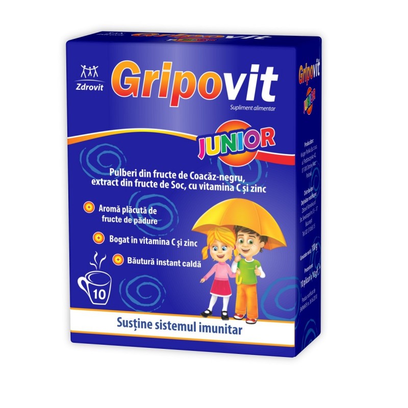 Gripovit Junior, 10 plicuri, Zdrovit - www.naturasanat.ro