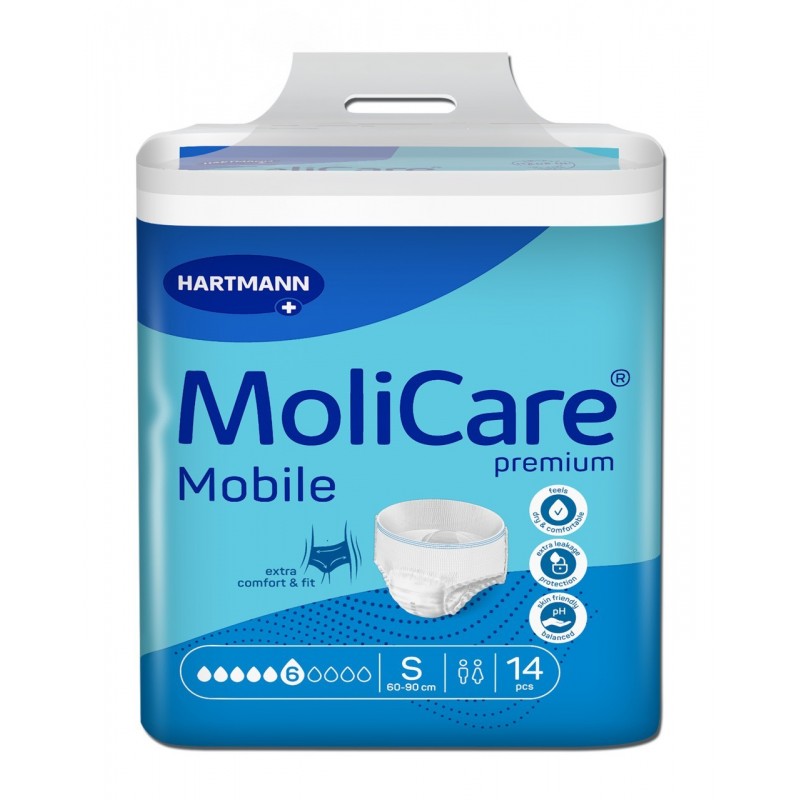 MoliCare Premium Mobile 6 picaturi - Chiloti adulti pentru incontinenta, marime S, 14 buc, Hartmann - www.naturasanat.ro