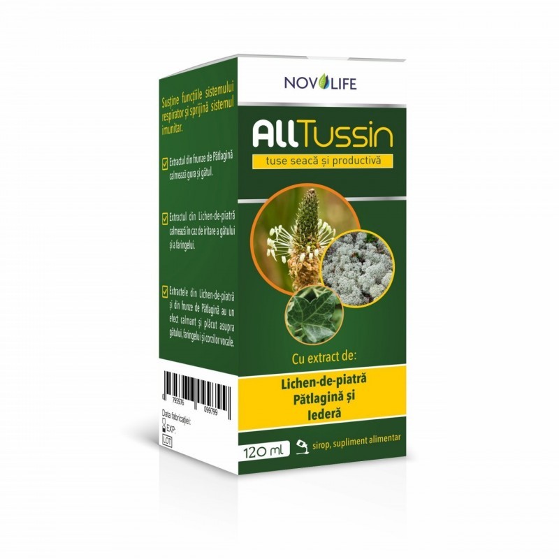 AllTussin sirop pentru tuse seaca si productiva, 120ml, Novolife - www.naturasanat.ro