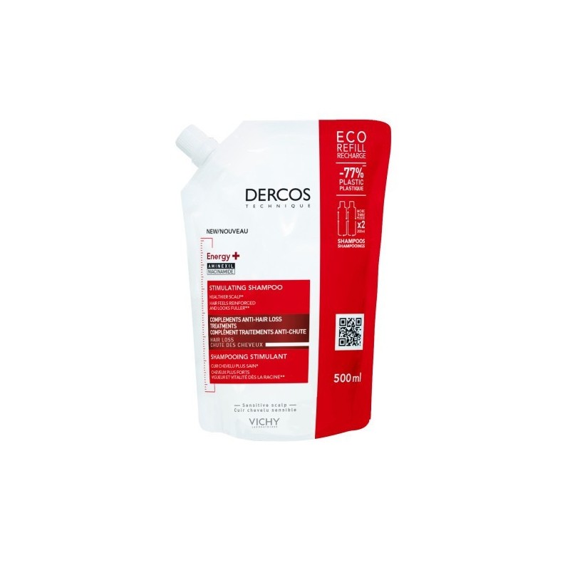Sampon eco cu actiune energizanta Dercos Energy+, 500 ml, Vichy - www.naturasanat.ro