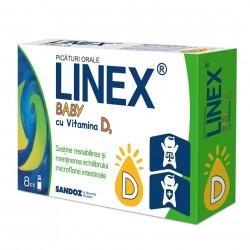 Linex Baby cu Vitamina D3 picaturi orale, 8 ml, Sandoz - www.naturasanat.ro