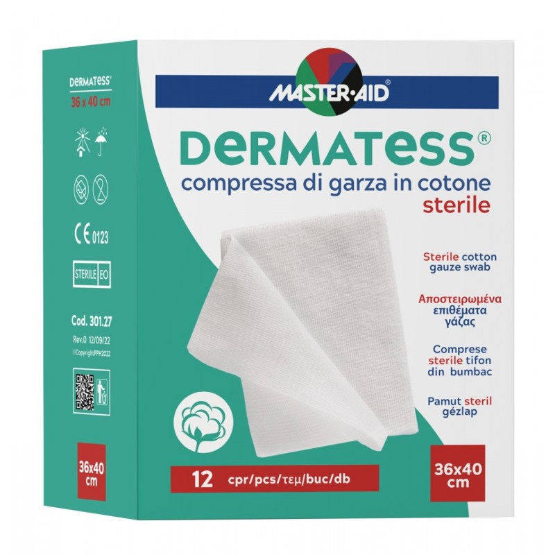 Comprese sterile Dermatess tifon bumbac Master-Aid, 36x40 cm, 12 buc - www.naturasanat.ro