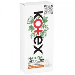 Kotex Absorbante Zilnice din Bumbac Natural, 20 bucati - www.naturasanat.ro