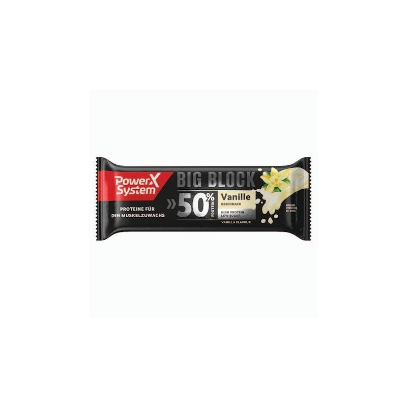 POWER SYSTEM Baton proteic 50% Big Block aroma vanilie, 100g - www.naturasanat.ro