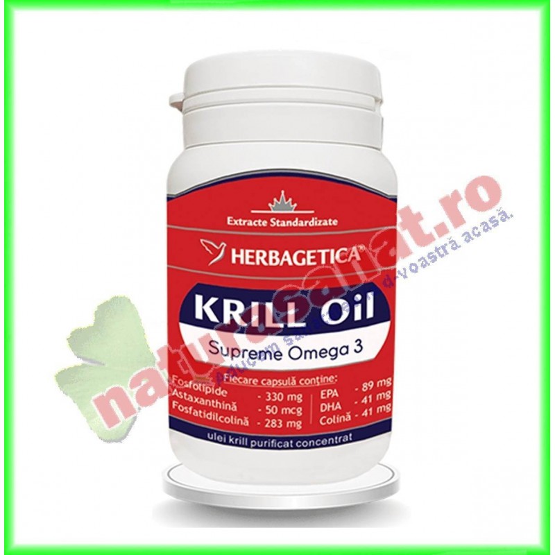 Krill Oil Supreme Omega 3 30 capsule - Herbagetica - www.naturasanat.ro
