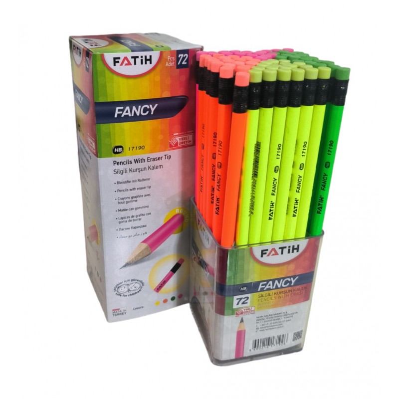 Creion negru HB cu radiera, Fatih Fancy, 72/display, En-gross - www.naturasanat.ro