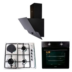 Pachet cuptor incorporabil (1857), capacitate 51l, electric, negru, plita incorporabila (1918), 60x50x6 cm, gaz butelie sau gaz 