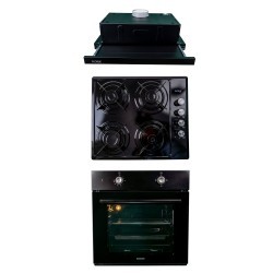 Pachet cuptor incorporabil (1857), capacitate 51L, electric, negru, plita incorporabila (1864), 60x50x6cm, gaz butelie sau gaz n