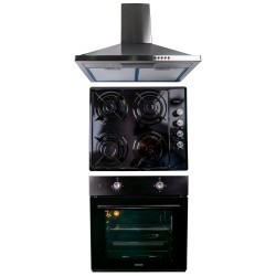 Pachet cuptor incorporabil (1857), capacitate 51L, electric, negru, plita incorporabila (1864), 60x50x6 cm, gaz butelie sau gaz 