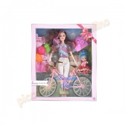 Papusa articulata 29 cm cu bicicleta Engros - www.naturasanat.ro