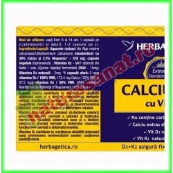 Calciu +D3 cu vit K2 30 capsule - Herbagetica