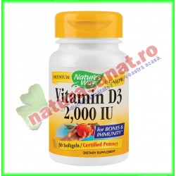 Vitamin D3 2000UI (adulti) 30 capsule gelatinoase moi - Nature's Way - Secom
