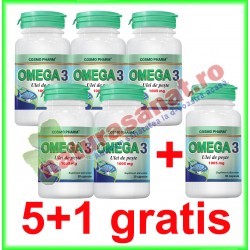 Omega 3 Ulei de Peste 1005 mg 30 capsule PROMOTIE 5+1 GRATIS - Cosmopharm