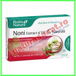 Noni Extract + Vitamina C Naturala 30 comprimate masticabile - Rotta Natura